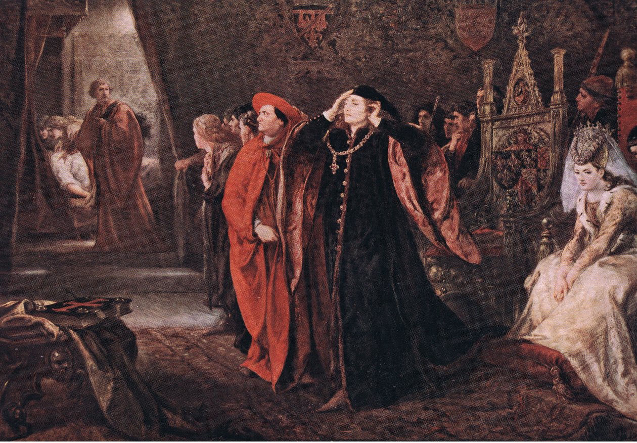 Śmierć Gloucestera (króla Henryka VI). Przyjdź tu, łaskawy władco, zobacz ciało, z The Complete Works of William Shakespeare opublikowanej przez J. Coker & Co Ltd. autorstwa John Gilbert