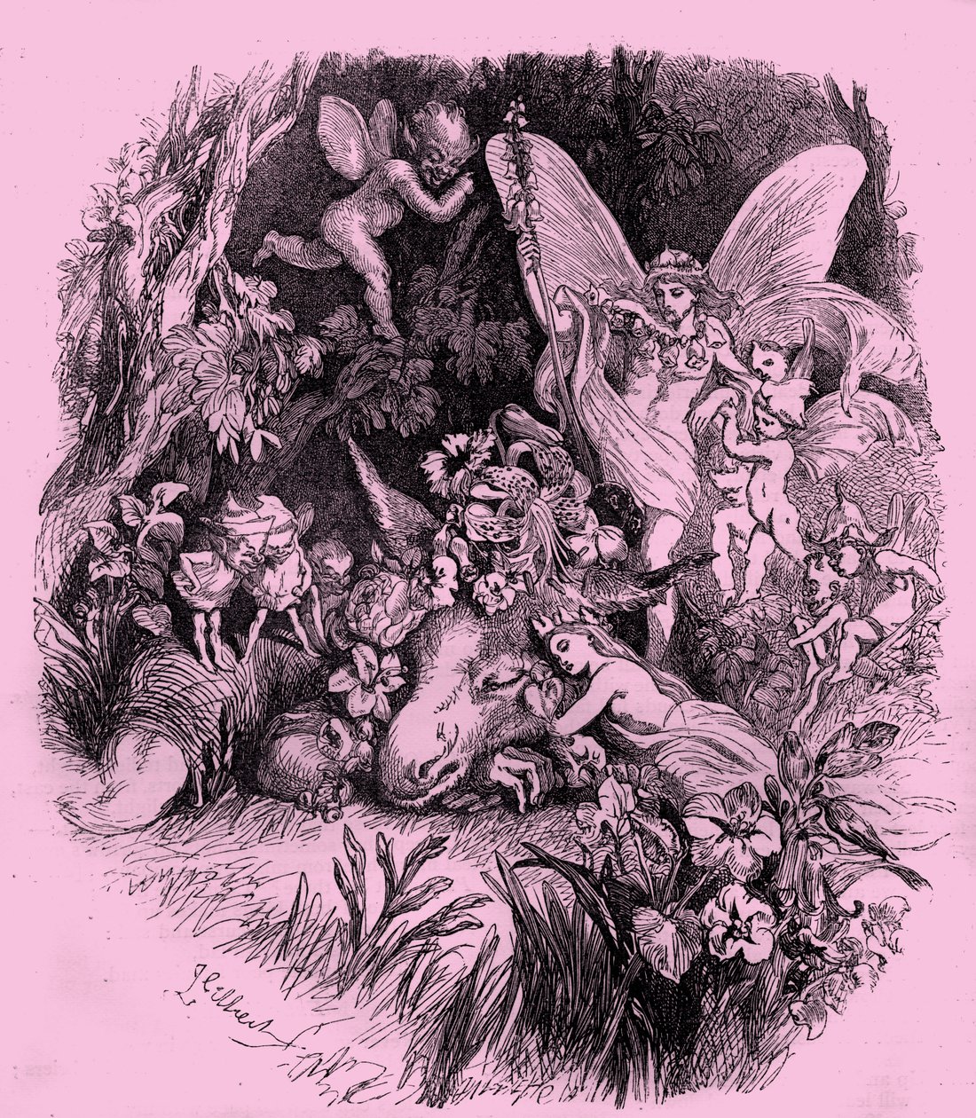 Titania i Bottom w Śnie nocy letniej autorstwa John Gilbert