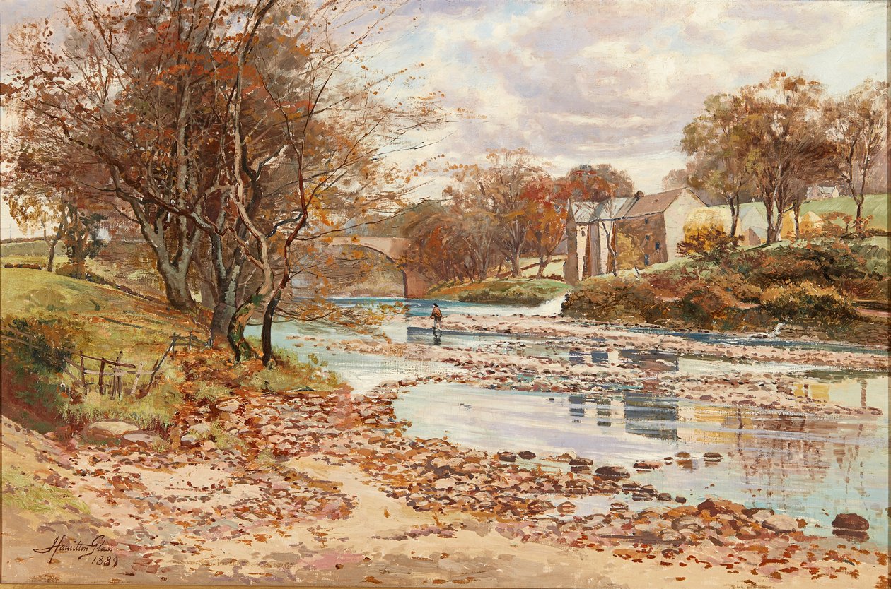 Old Mill on the Tyne, Haddington (olej na płótnie) autorstwa John Glass