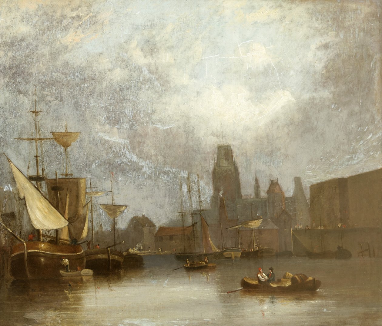 St Mary Redcliffe z Pływającego Portu (olej na płótnie) autorstwa John Glen Wilson
