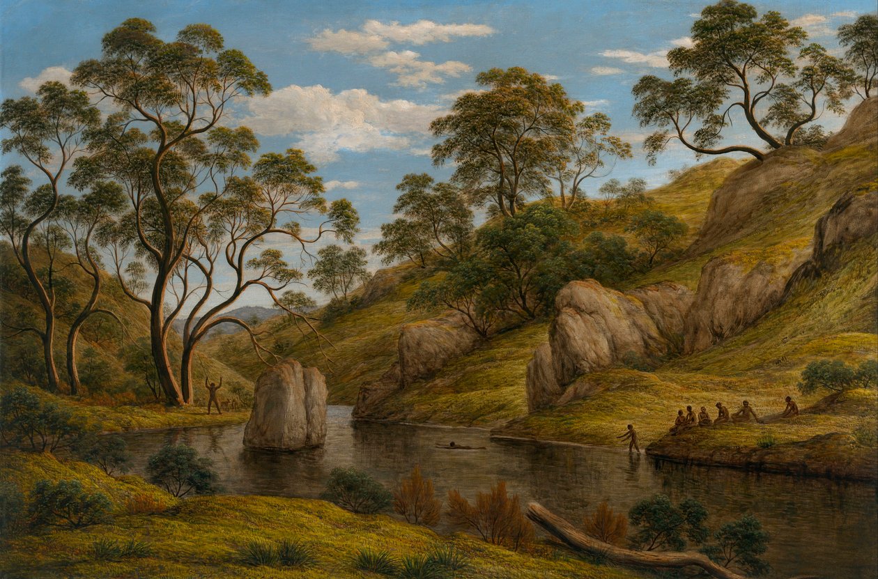 ""Diane au bain, Terre de Van Diemen (Tasmanie)""" (Łaźnia Diany - Ziemia Van Diemena) Peinture de John Glover (1767-1849) - 1837 - Olej na płótnie Ciemne 96,5x134,5 cm Narodowa Galeria Sztuki Australia, Canberra autorstwa John Glover