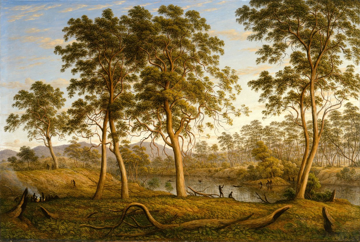 Tubylcy nad rzeką Ouse, Ziemia Van Diemena autorstwa John Glover