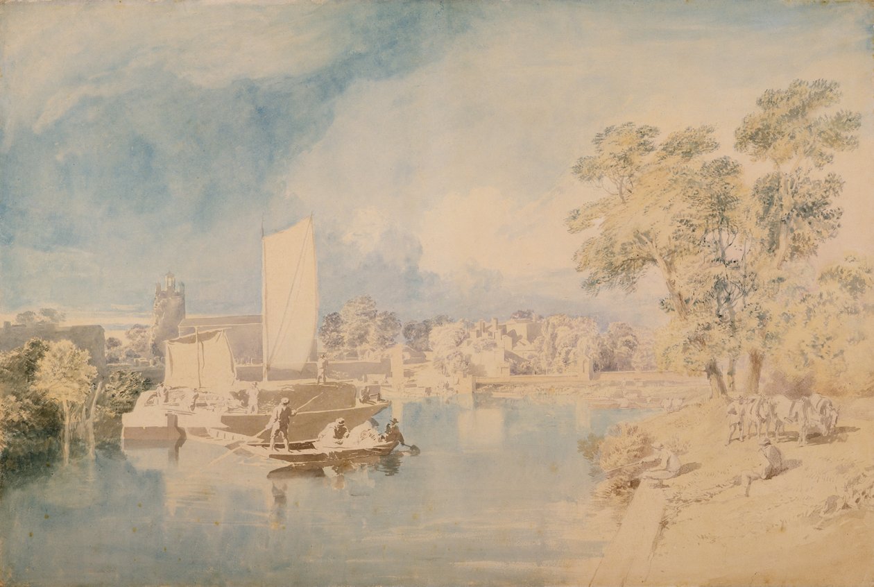 Tamiza w Isleworth, ok. 1805-10 (grafit i toaleta na papierze czerpanym) autorstwa John Glover
