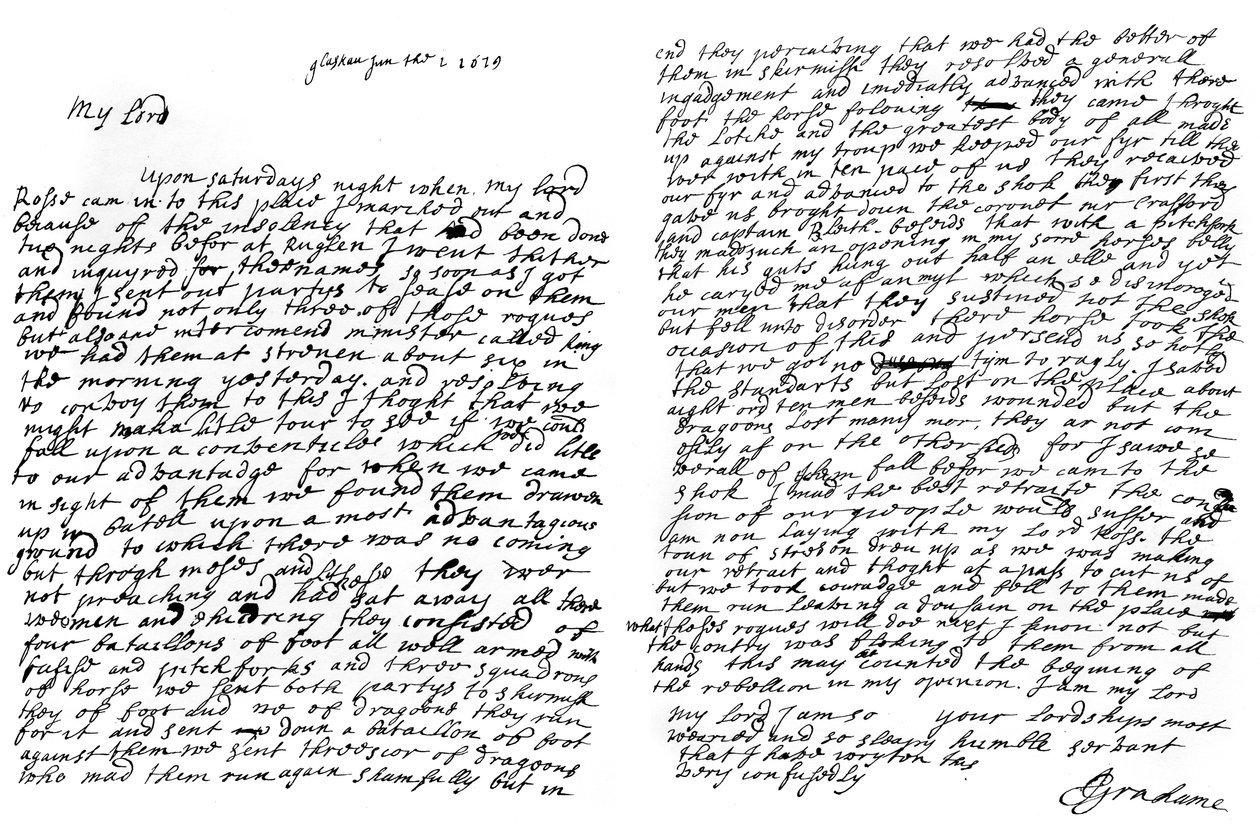 List od Grahama z Claverhouse, wicehrabiego Dundee, 1629, 1840 autorstwa John Graham
