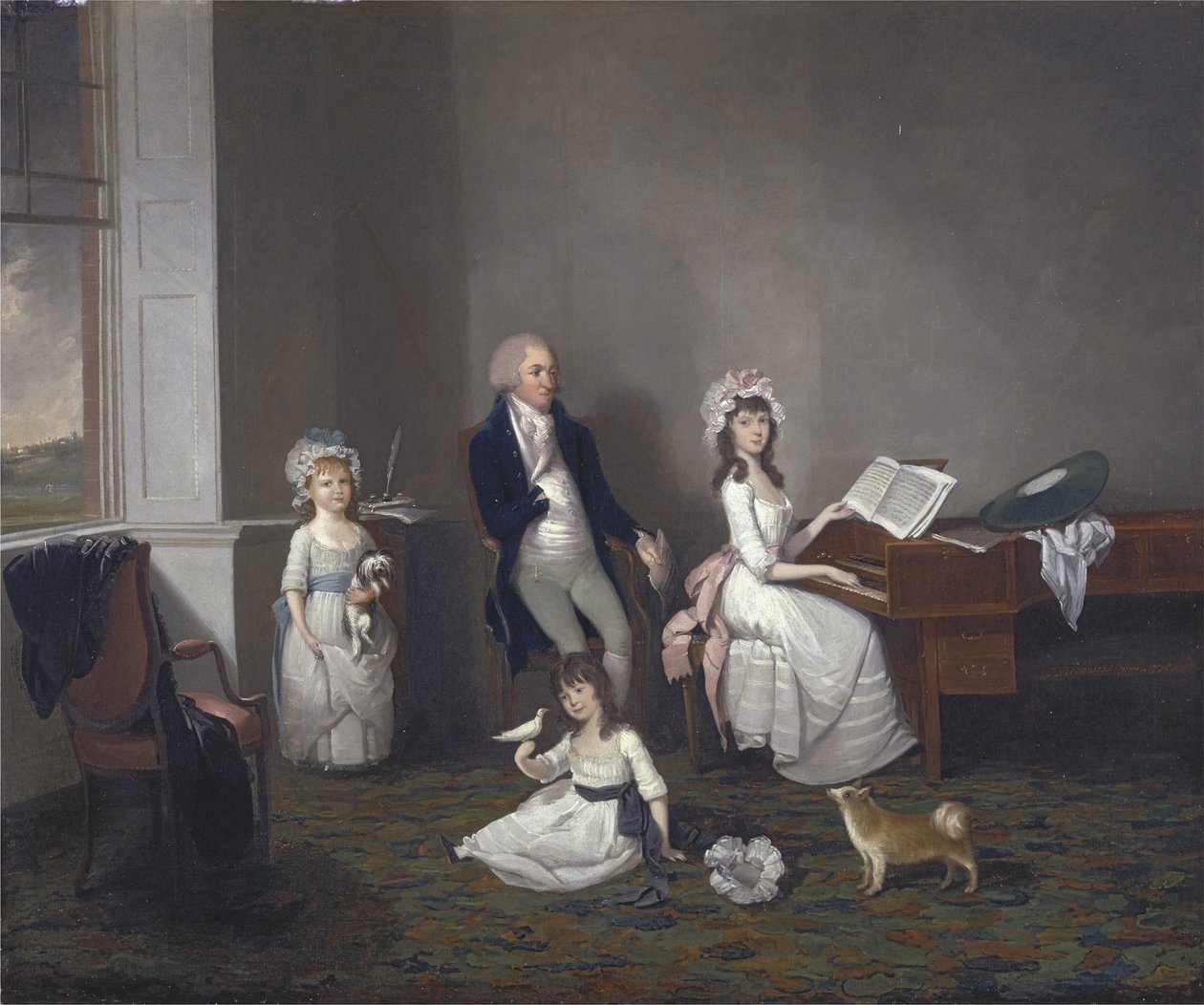 John Richard Comyns z Hylands Essex, z córkami, 1775 autorstwa John Greenwood