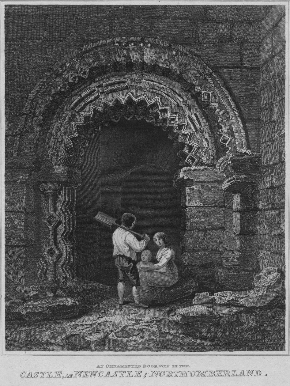 Zdobiona brama w zamku, w Newcastle, Northumberland, 1814 autorstwa John Greig
