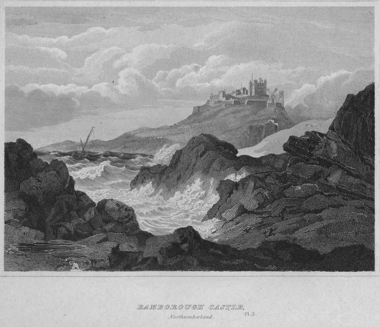 Zamek Bamburgh, Northumberland, 1814 autorstwa John Greig