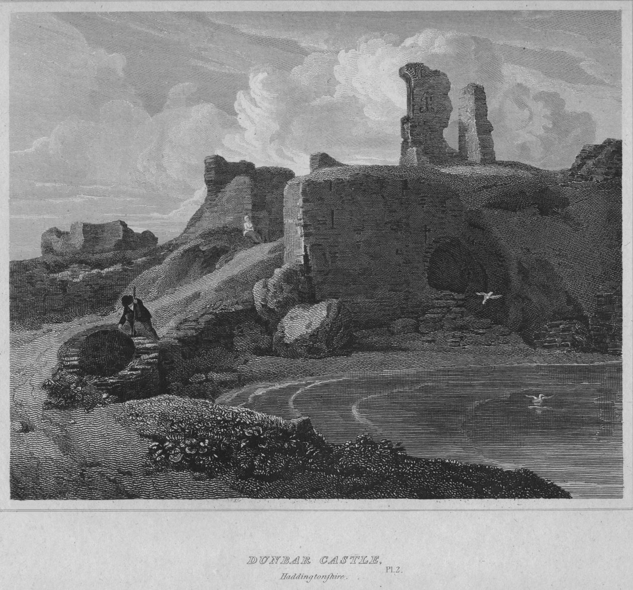 Zamek Dunbar, Haddingtonshire, 1814 autorstwa John Greig