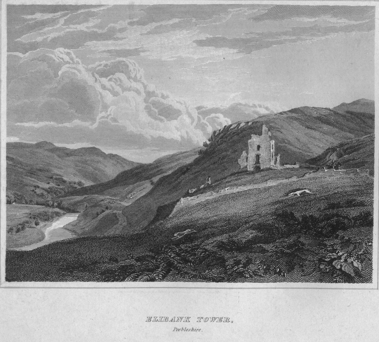 Wieża Elibank, Peeblesshire, 1814 autorstwa John Greig