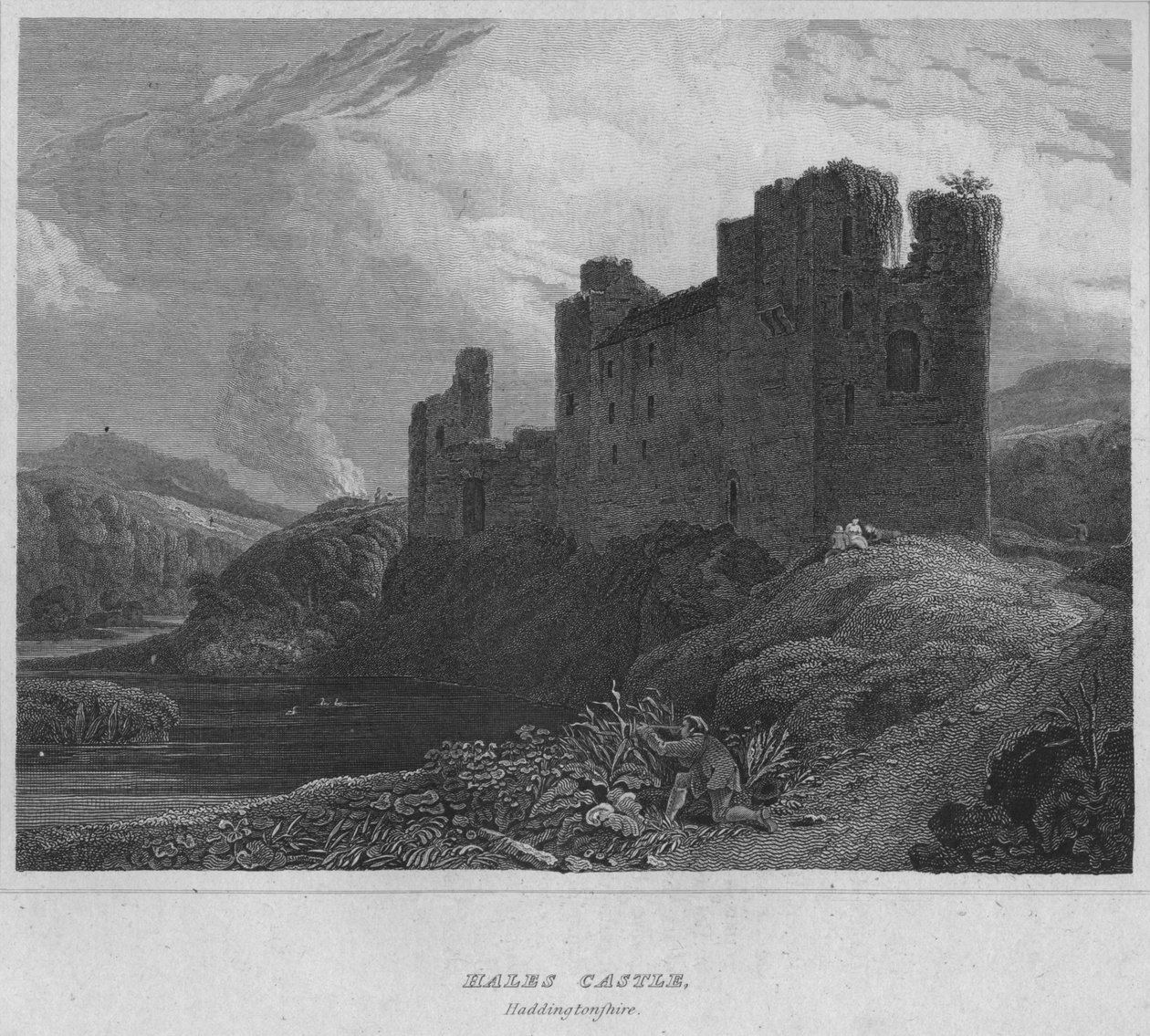 Zamek Hales, Haddingtonshire, 1814 autorstwa John Greig