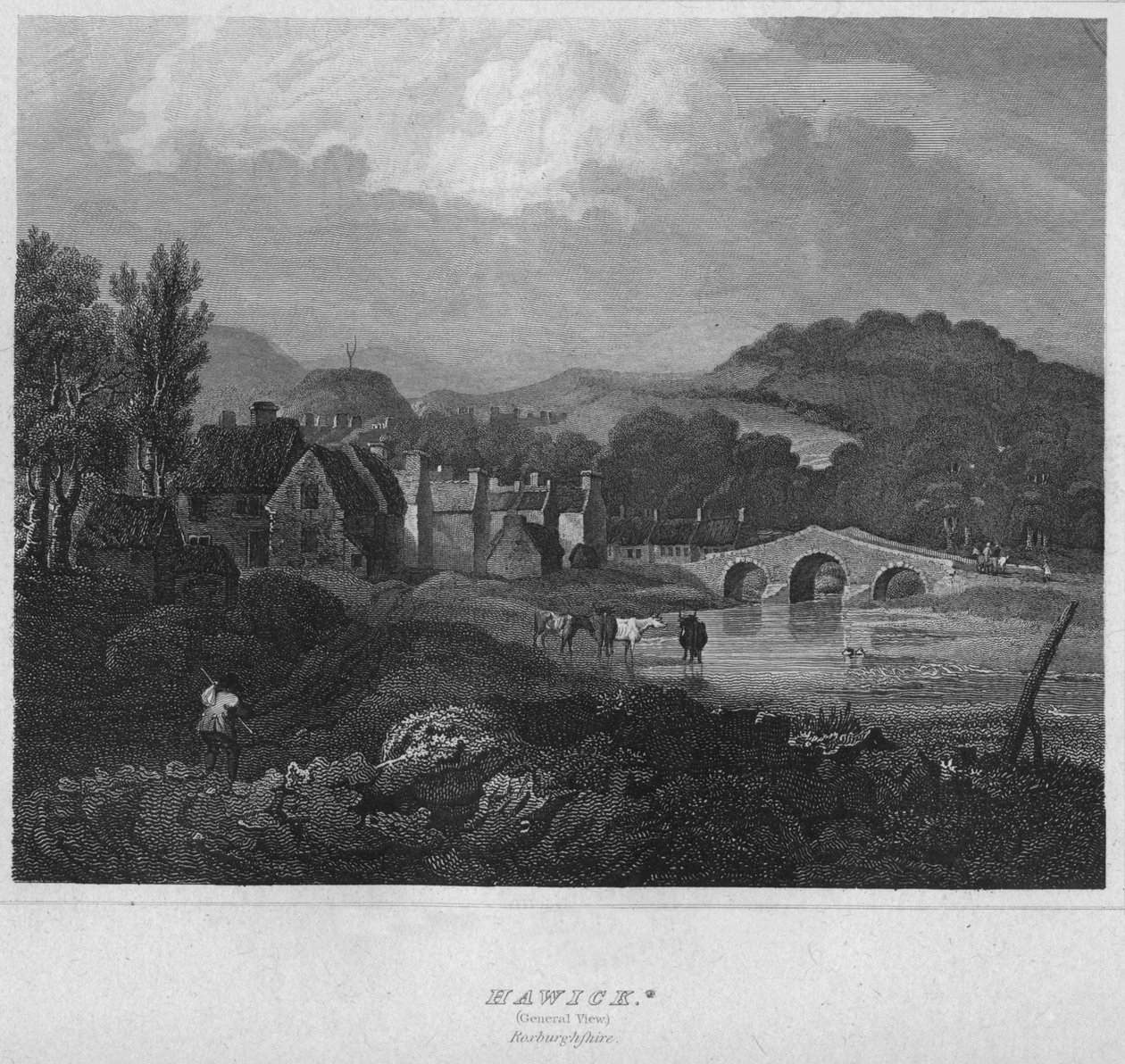 Hawicka. Ogólny widok. Roxburghshire, 1814 autorstwa John Greig