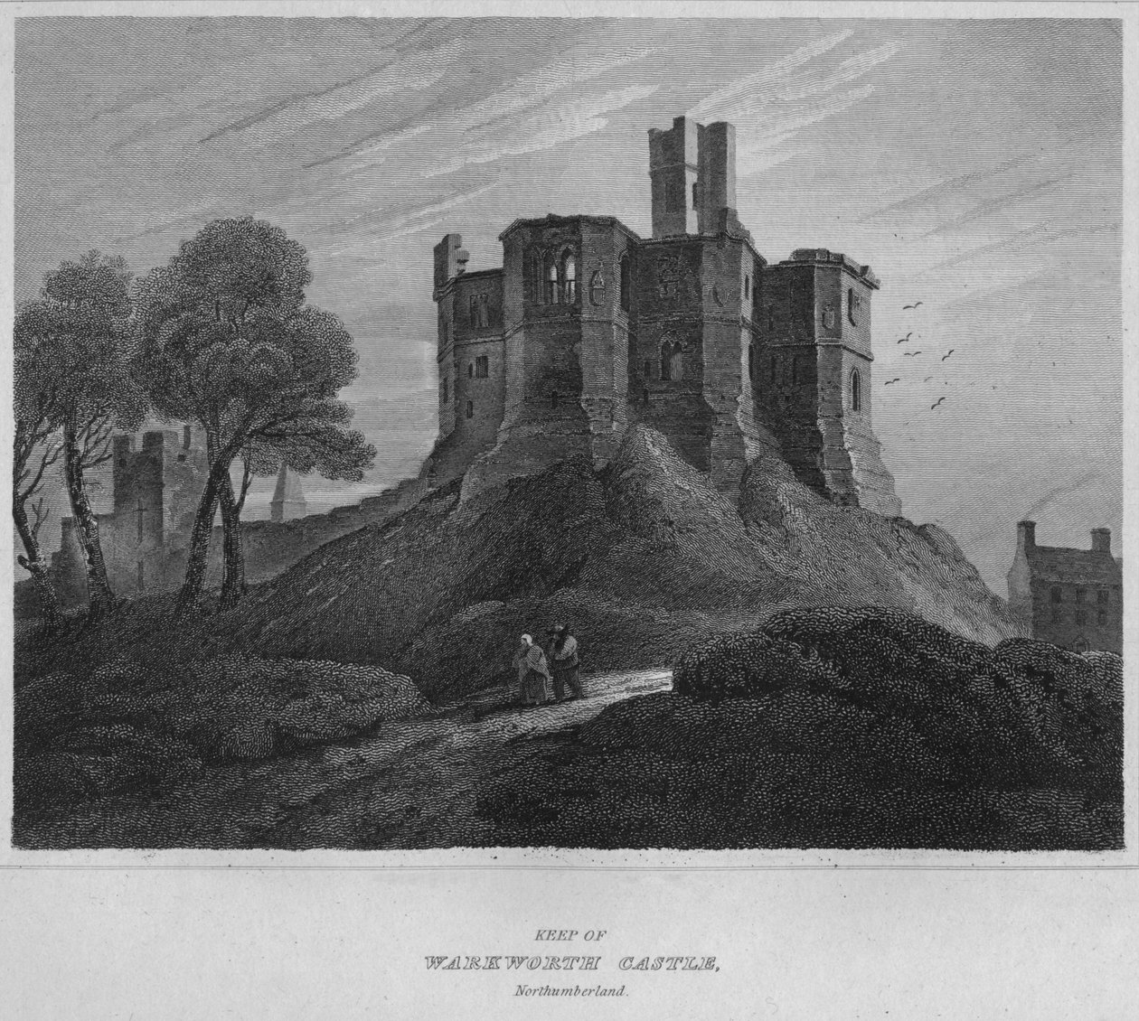 Zamek Warkworth, Northumberland, 1814 autorstwa John Greig