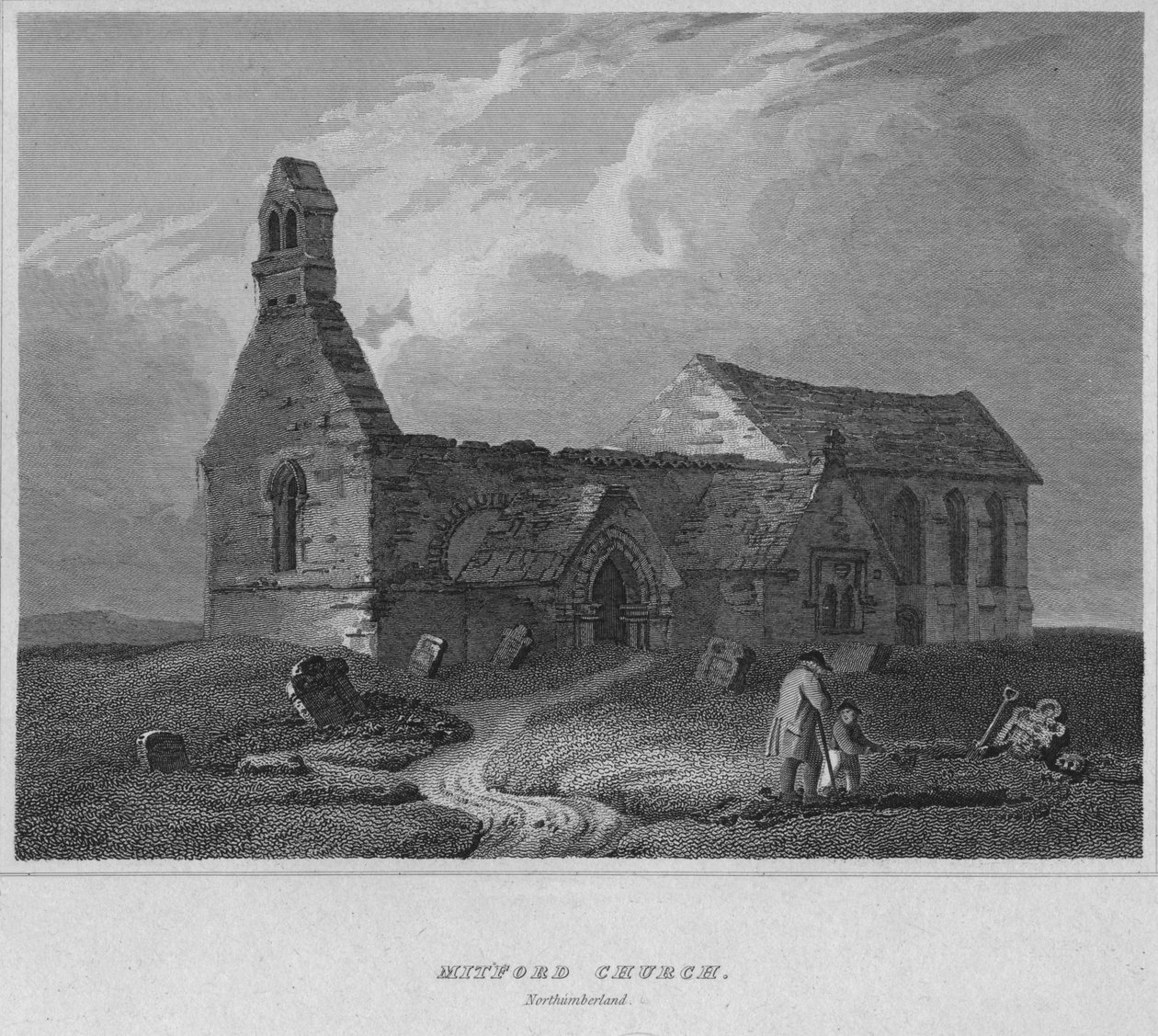 Kościół Mitford, Northumberland, 1814 autorstwa John Greig