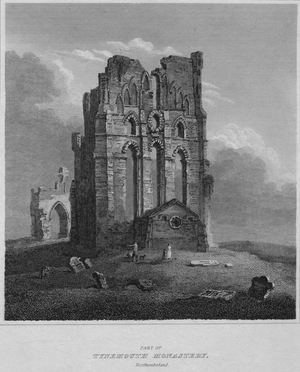 Część klasztoru Tynemouth. Northumberland, 1814 autorstwa John Greig