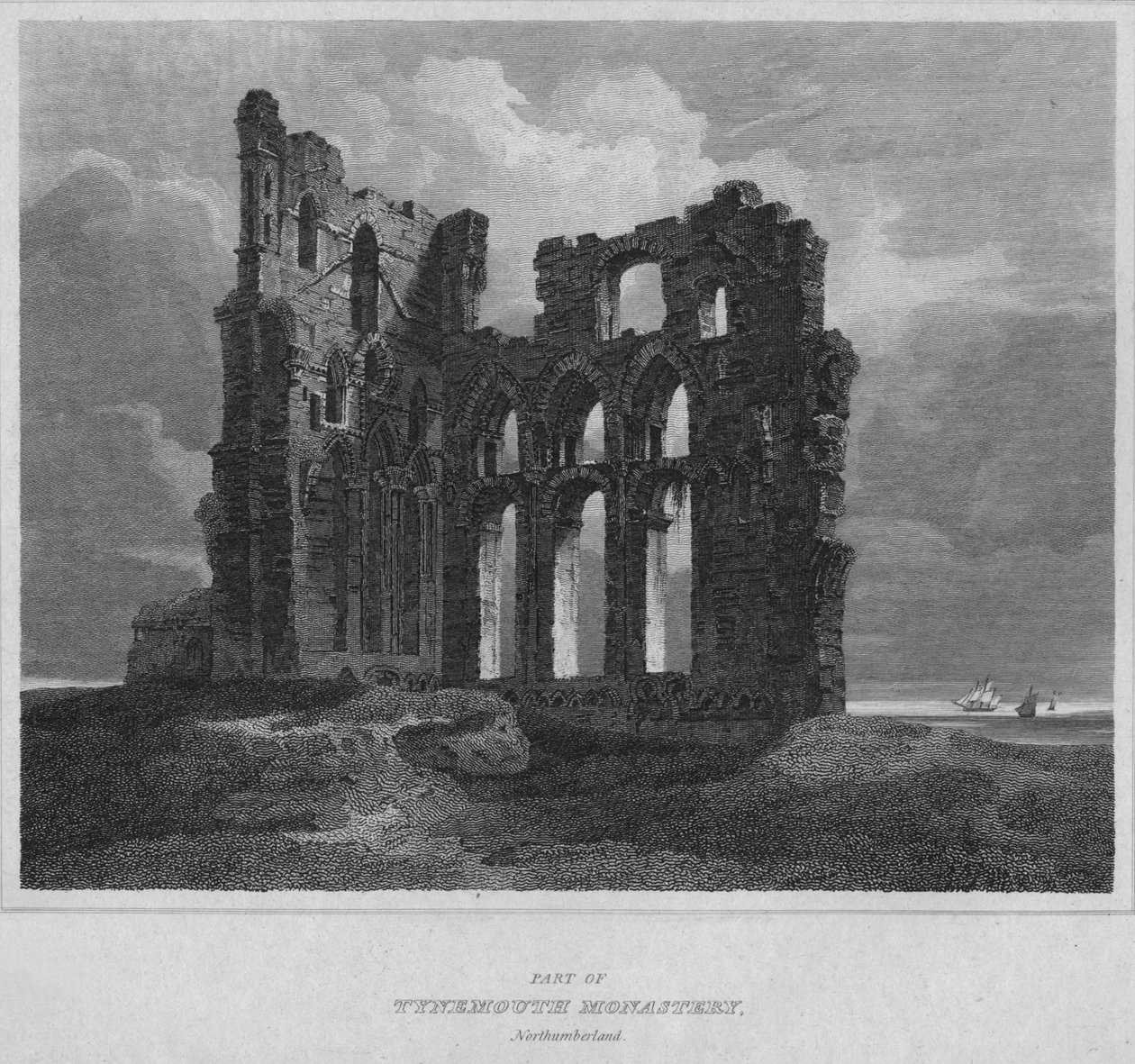 Część klasztoru Tynemouth. Northumberland, 1814 autorstwa John Greig