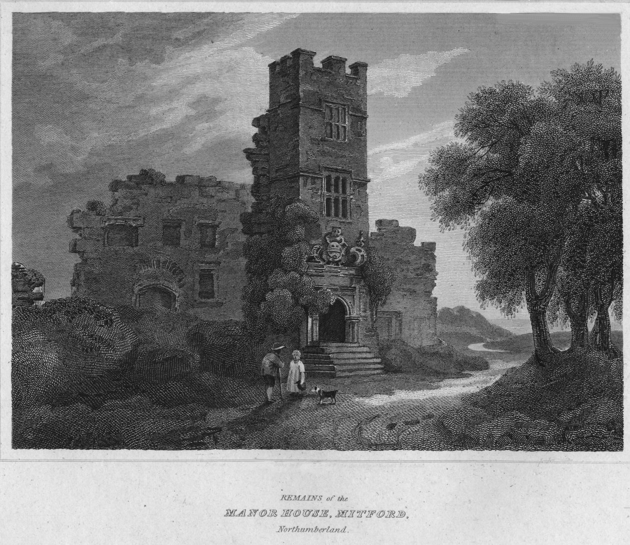Pozostałości North House, Mitford, Northumberland., 1814 autorstwa John Greig