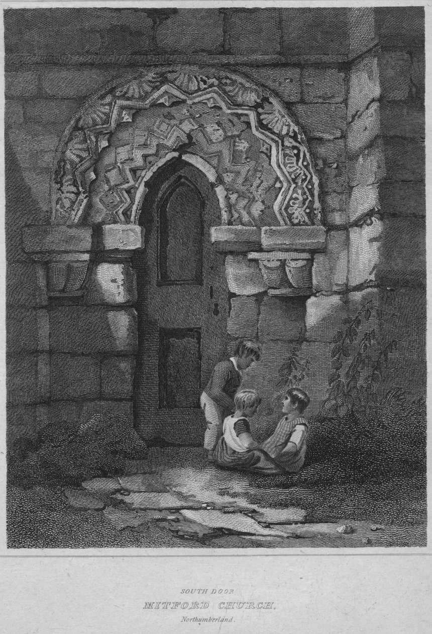 South Door - Kościół Mitford, Northumberland, 1814 autorstwa John Greig