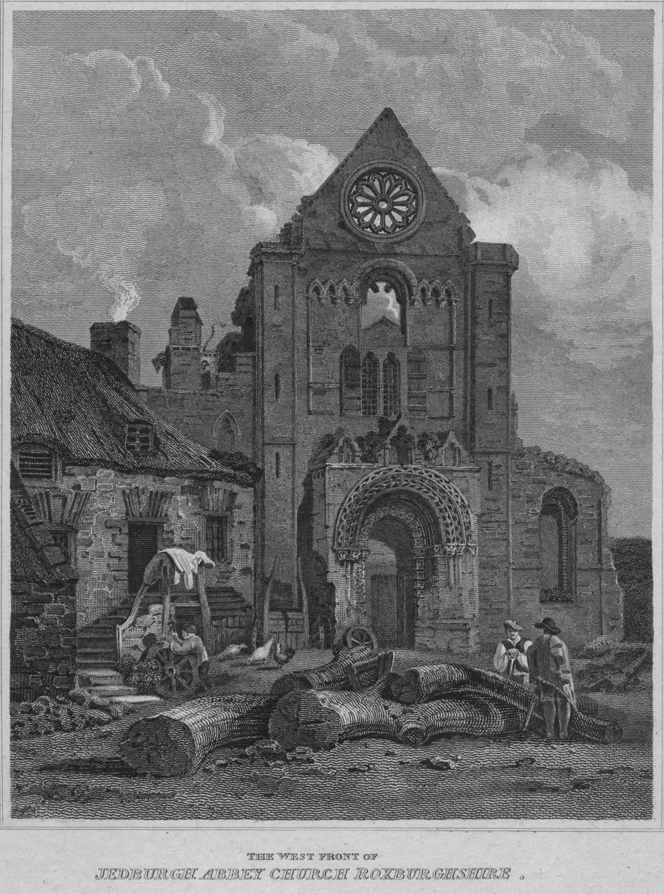 Zachodni front kościoła opactwa Jedburgh Roxburghshire, 1814 autorstwa John Greig