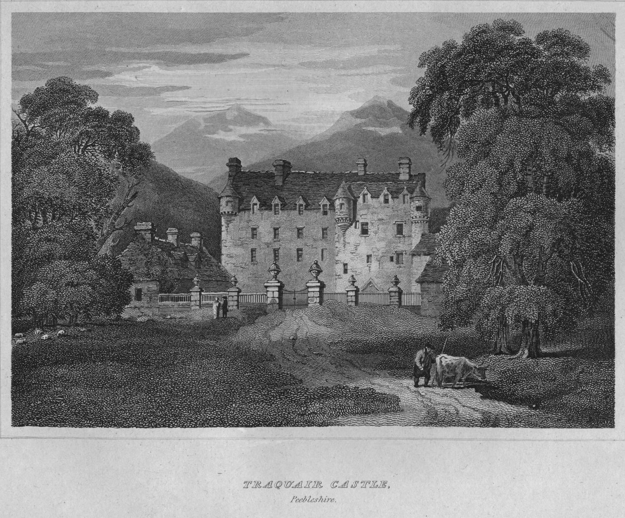 Zamek Traquair, Peebleshire, 1814 autorstwa John Greig