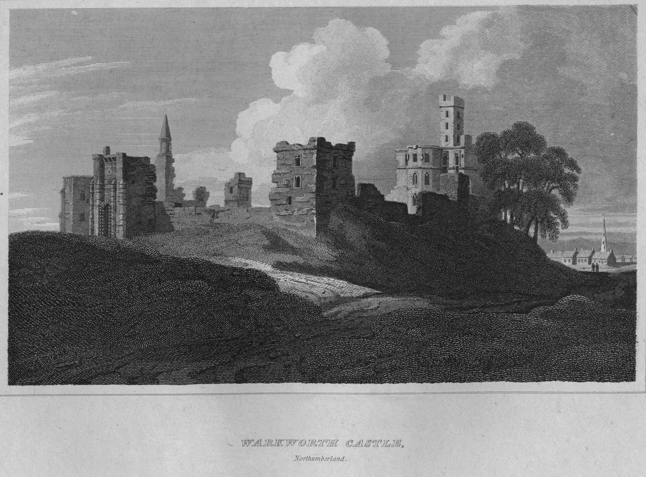 Zamek Warkworth, Northumberland, 1814 autorstwa John Greig
