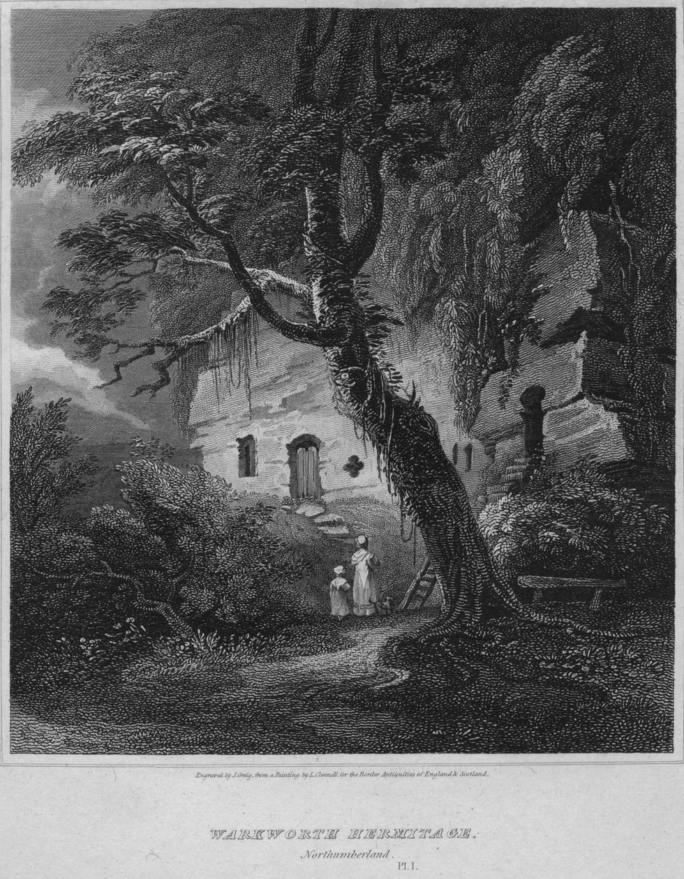 Pustelnia Warkworth, Northumberland, 1814 autorstwa John Greig