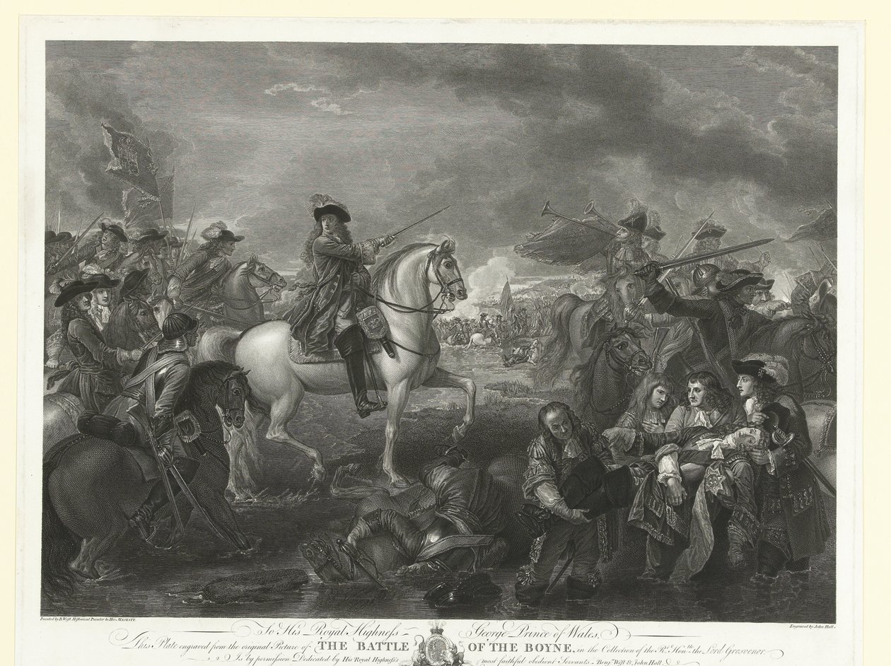Król Wilhelm III w bitwie pod Boyne, 1690 Bitwa pod Boyne (tytuł na obiekcie) autorstwa John Hall