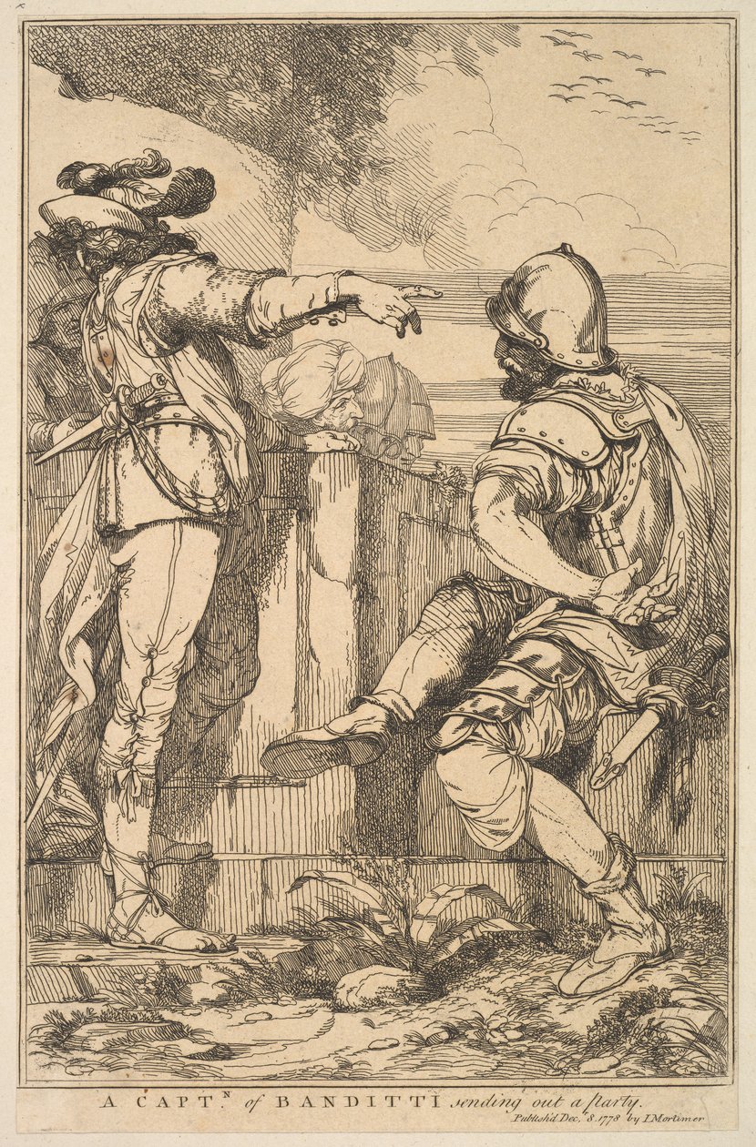 Kapitan Banditti wysyła przyjęcie z piętnastu rycin poświęconych ..., 8 grudnia 1778 r. autorstwa John Hamilton Mortimer
