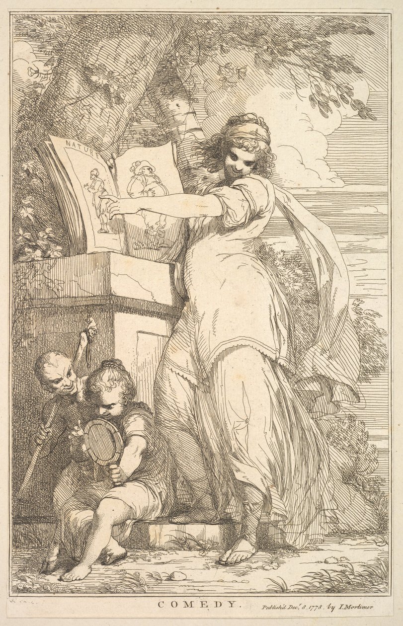 Komedia z piętnastu rycin poświęconych Sir Joshui Reynoldsowi, 8 grudnia 1778 r. autorstwa John Hamilton Mortimer