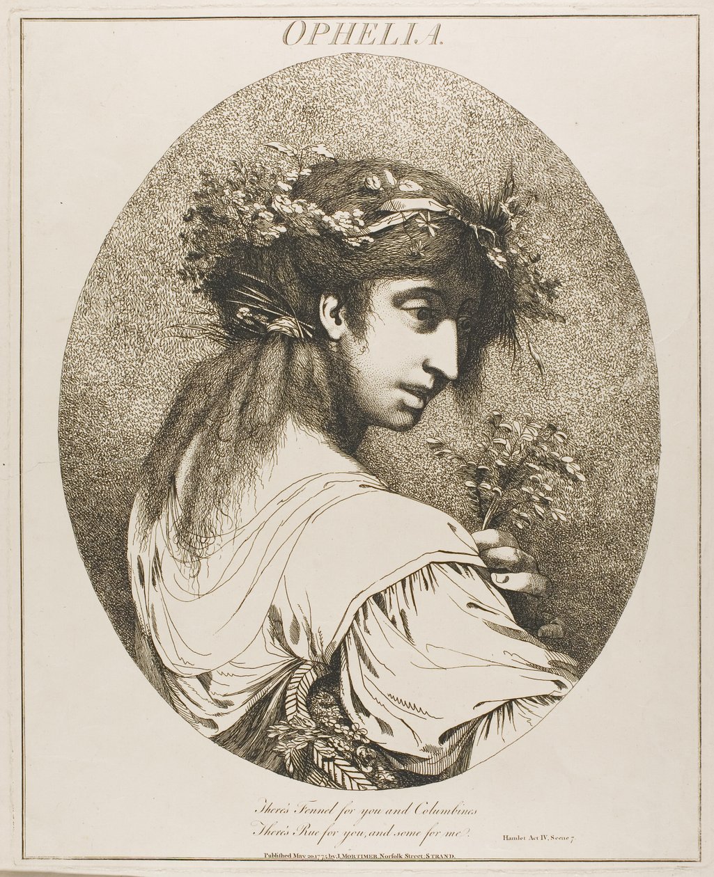 Ofelia z Dwunastu Postaci Szekspira autorstwa John Hamilton Mortimer
