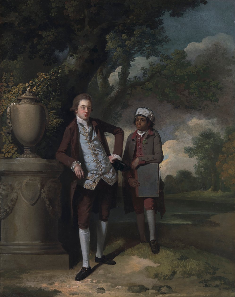 Portret mężczyzny i pomocnika niosącego teczkę autorstwa John Hamilton Mortimer