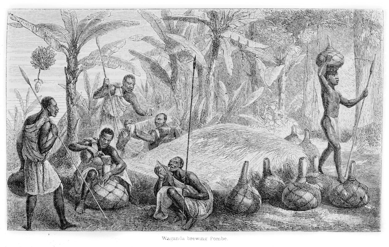 Waganda warzący Pombe, z „Dziennika o odkryciu źródła Nilu”, 1864 autorstwa John Hanning Speke