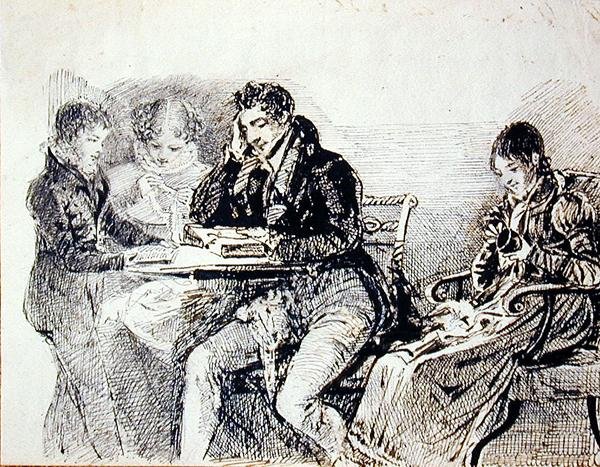 Wieczór w (pióro i atrament na papierze) autorstwa John Harden