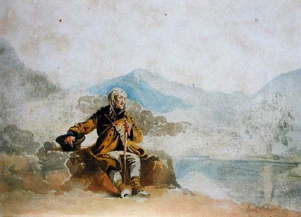 Żebrak (akwarela na papierze) autorstwa John Harden