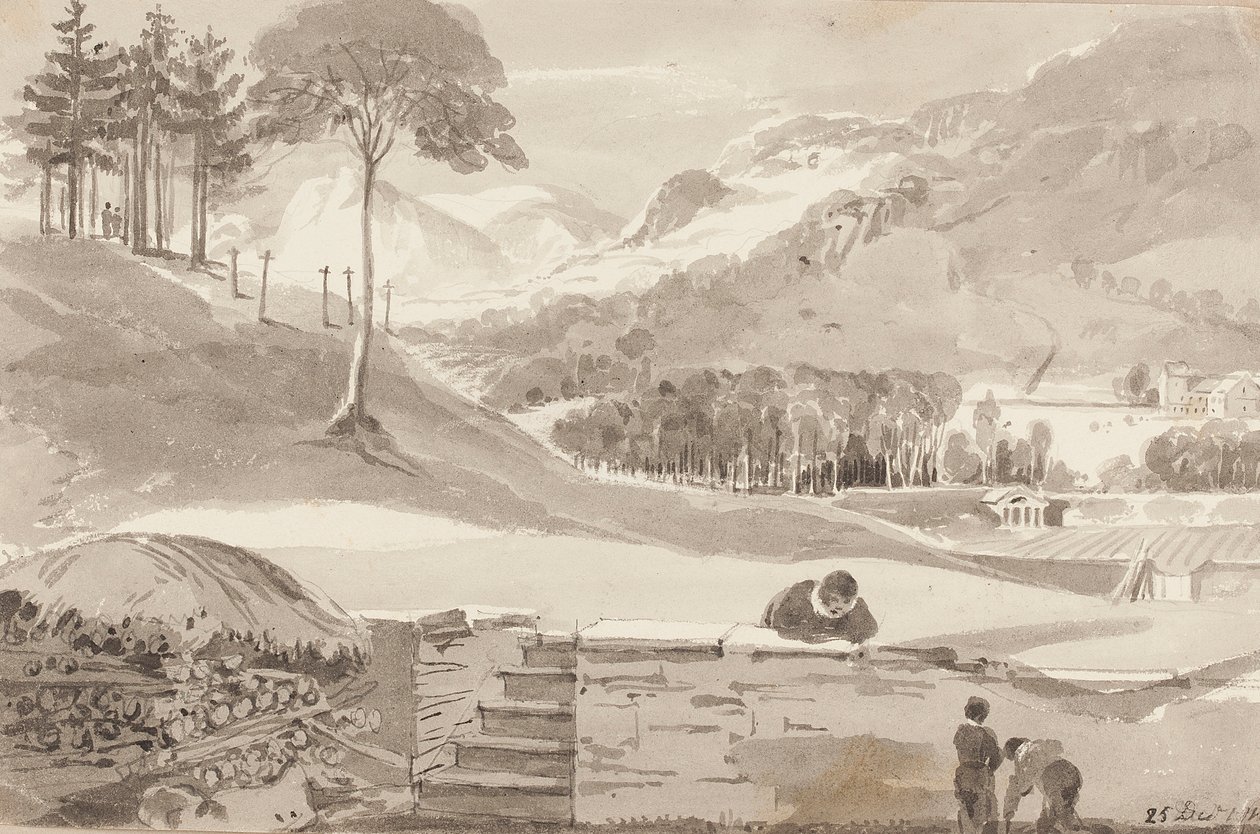 Pole Brathay, Lake District, Cumbria, 1819 (wc na papierze) autorstwa John Harden