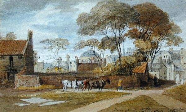 Calton Hill, Edynburg - The Register House (akwarela na papierze) autorstwa John Harden