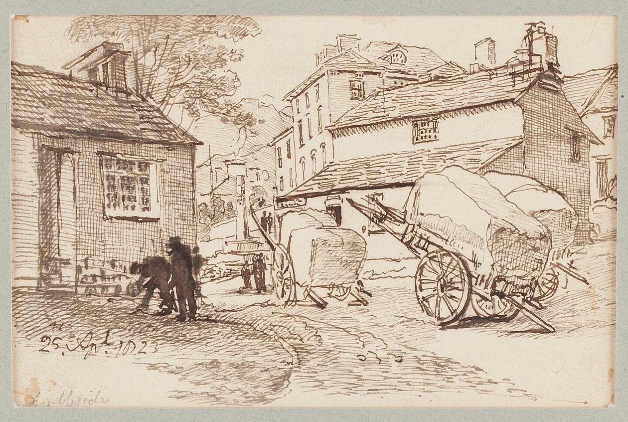 Wozy w Ambleside, Cumbria, 1823 r. autorstwa John Harden