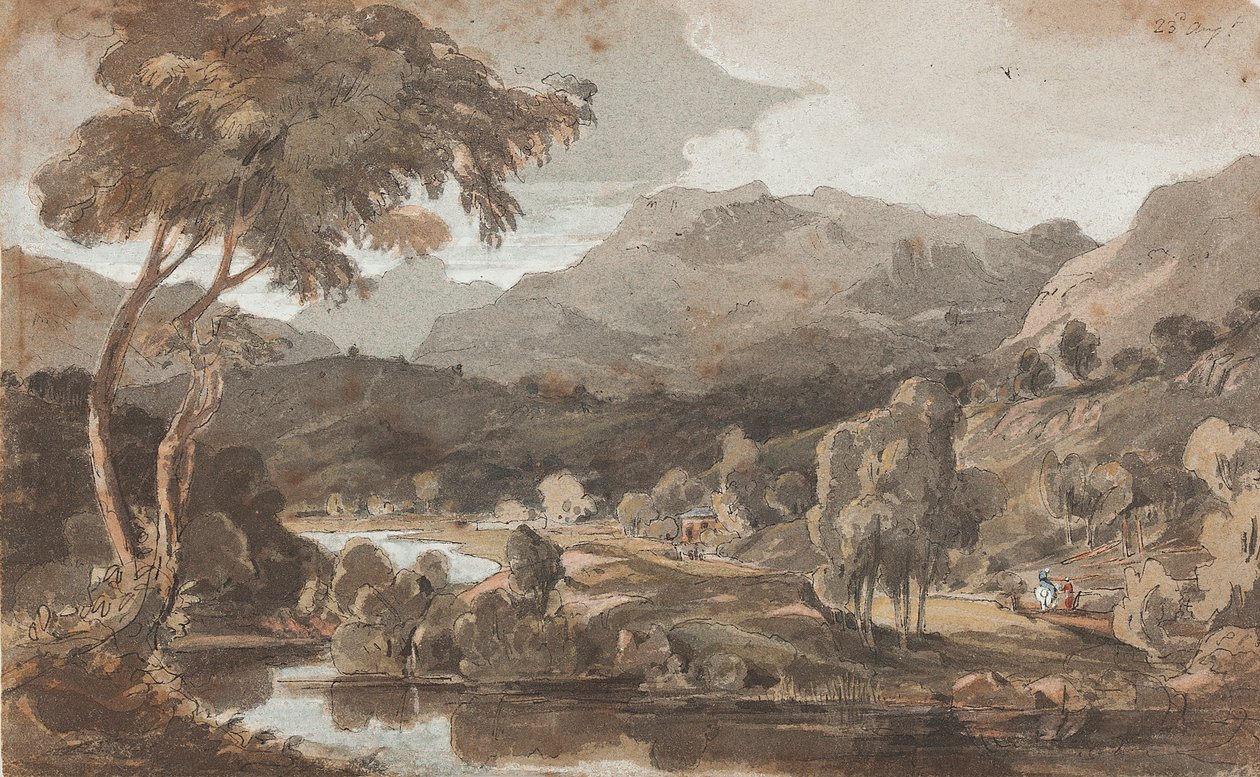 Elter Water, Lake District, Cumbria (wc na papierze) autorstwa John Harden