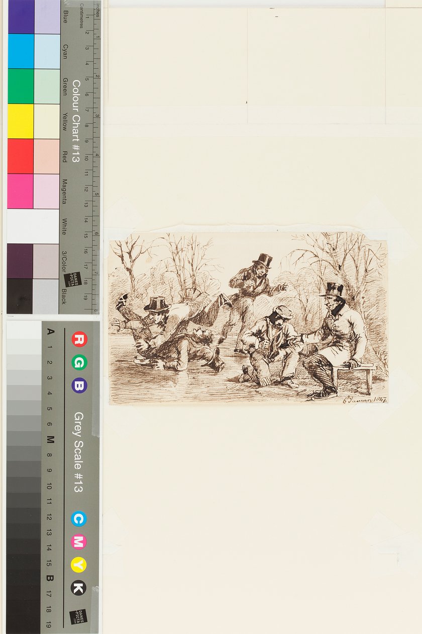 Łyżwiarstwo, 6 stycznia 1847 (pióro i atrament na papierze) autorstwa John Harden