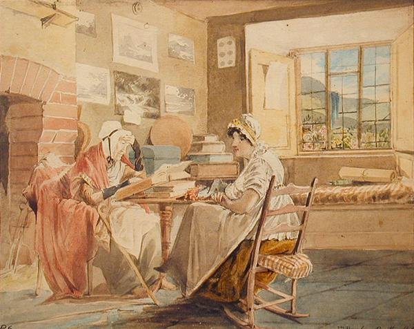 Wnętrze, Sala Brathay (akwarela na papierze) autorstwa John Harden