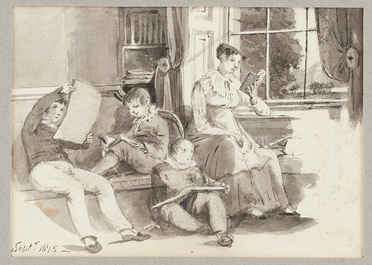 Jessy i troje dzieci, 1815 (wc na papierze) autorstwa John Harden