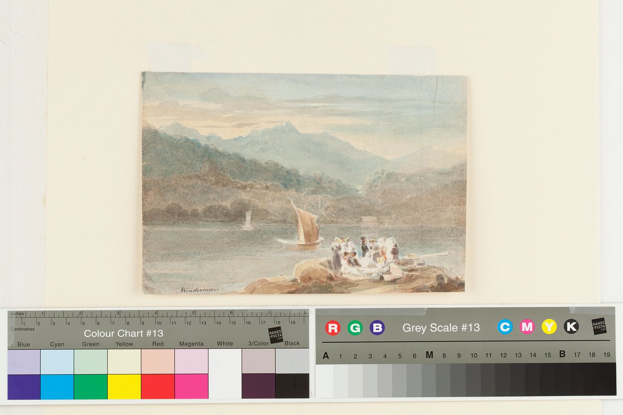 Piknik w Windermere w kierunku Brathay (wc na papierze) autorstwa John Harden