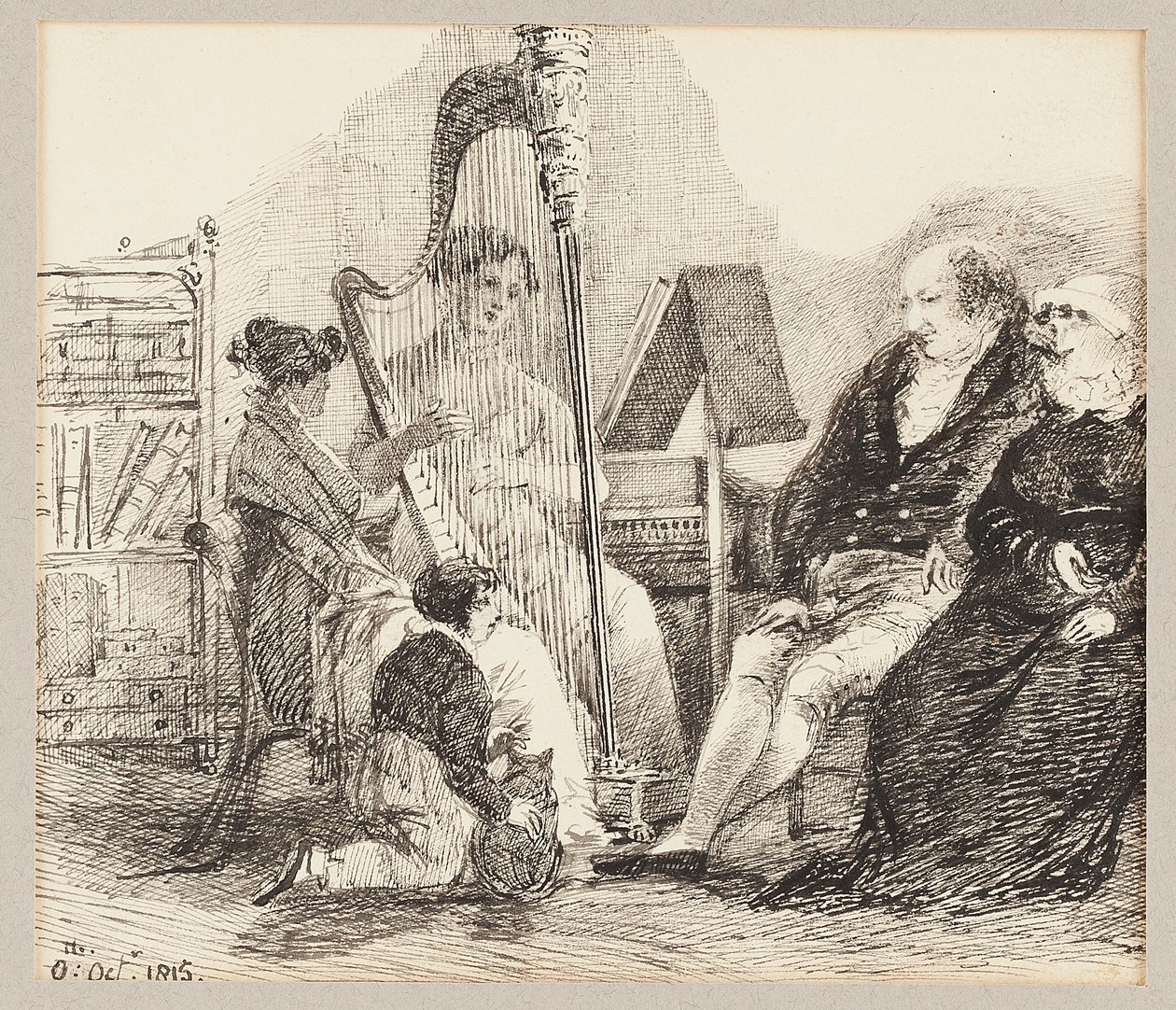 Gra na harfie, 1815 autorstwa John Harden