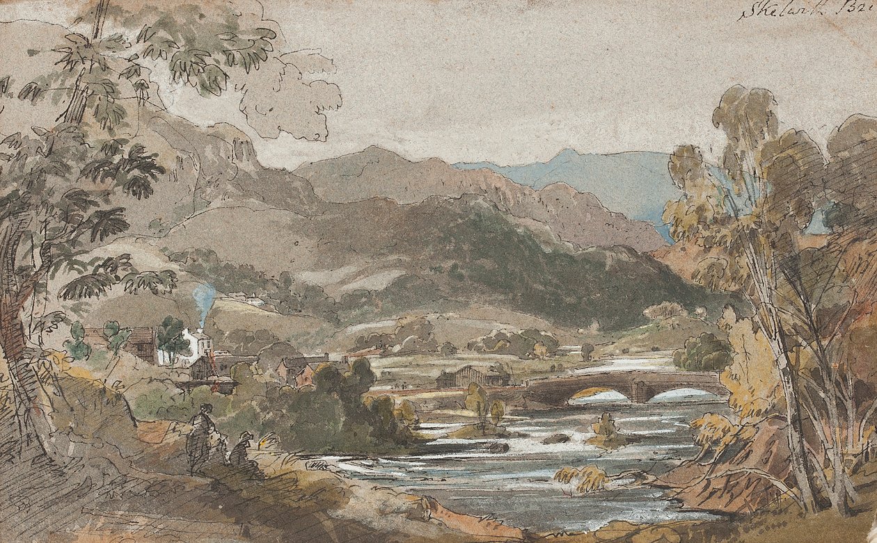 Most Skelwith, 1812 (wc na papierze) autorstwa John Harden
