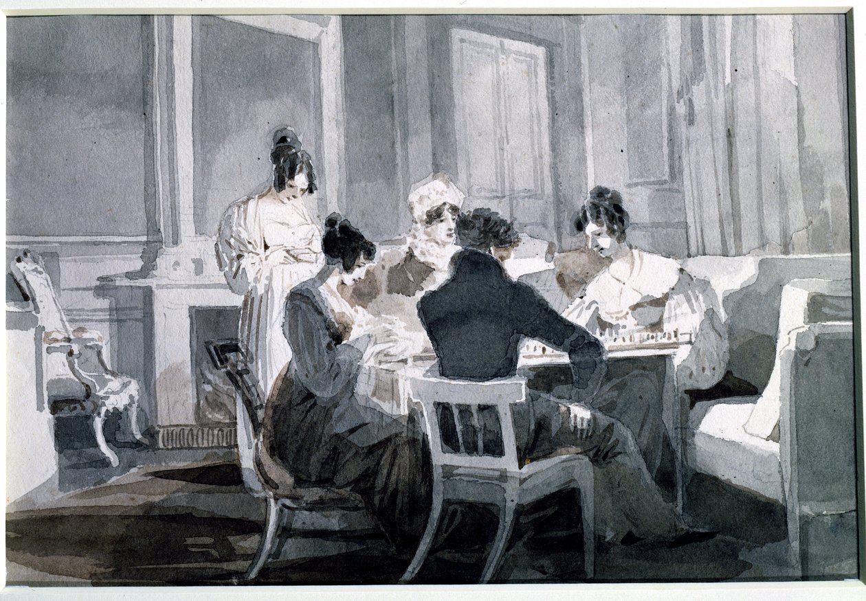 Gra planszowa (pióro i tusz do prania na papierze) autorstwa John Harden