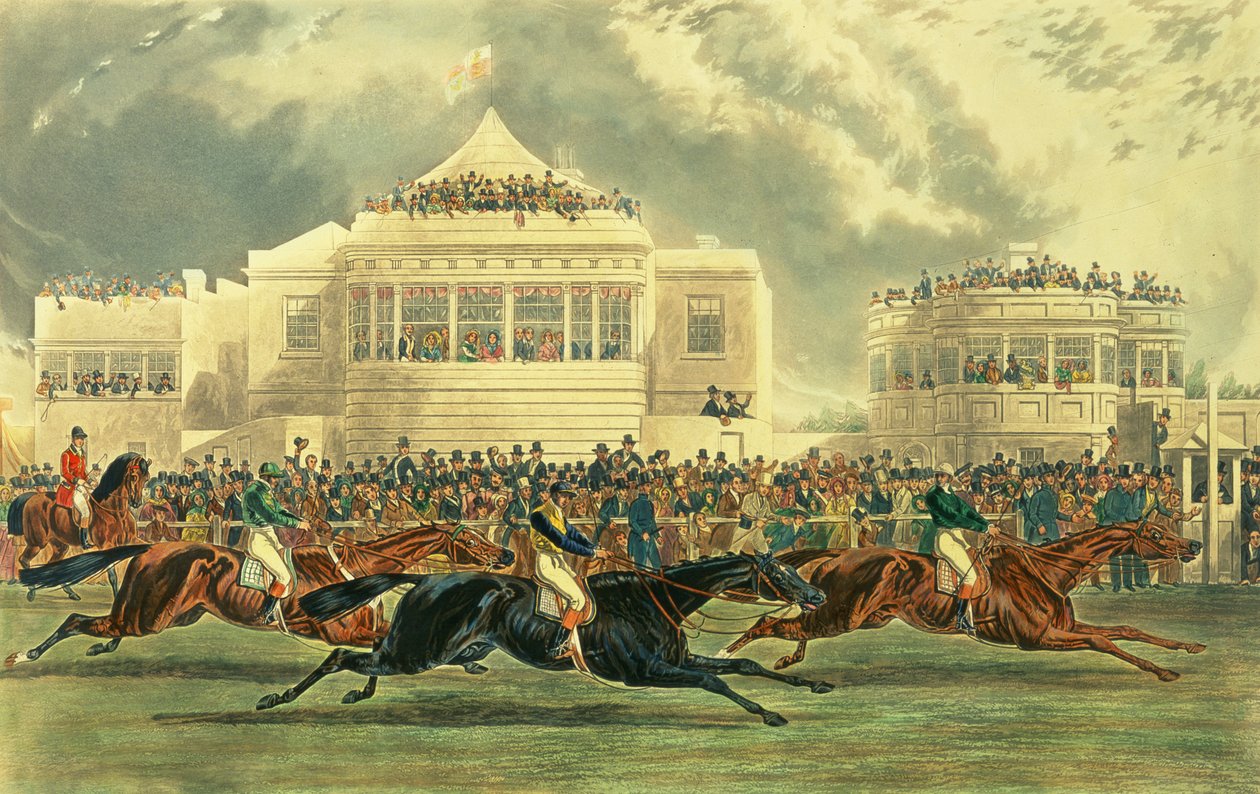 Wyścig o Puchar Cesarza w Ascot, 12 czerwca 1845 (akwarela na papierze) autorstwa John Harris