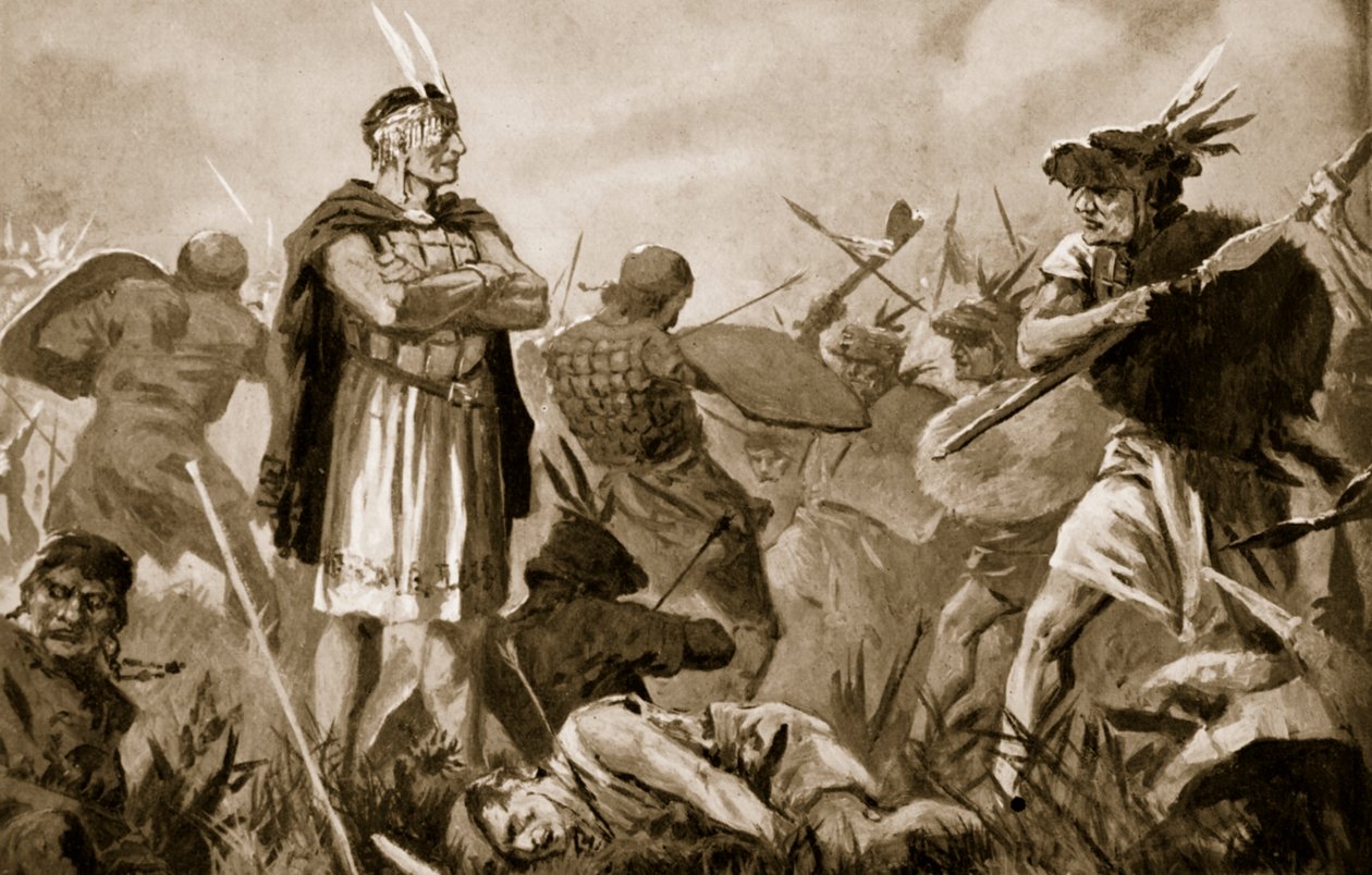 Huascar i Atahualpa walczą o Imperium Inków autorstwa John Harris Valda