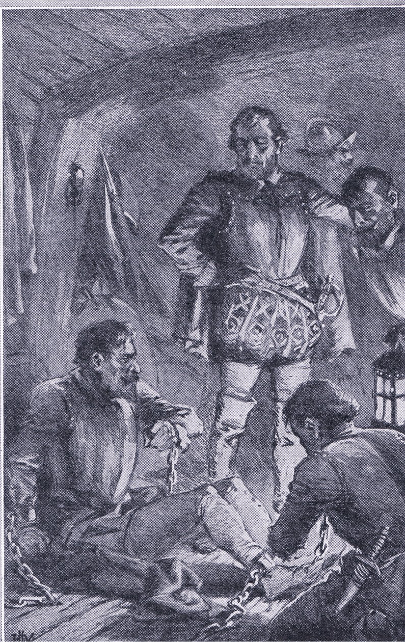 Santiago-wysłany do przodu w celu zbadania, zbiegł na brzeg i został rozbity, Newnes Pictorial Knowledge opublikowane przez Newnes, c. 1950 (lito) autorstwa John Harris Valda