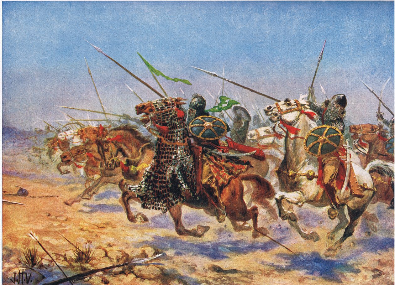 Kawaleria Szahrbaraza szarża, ilustracja z „Historia narodów Hutchinsona” autorstwa John Harris Valda