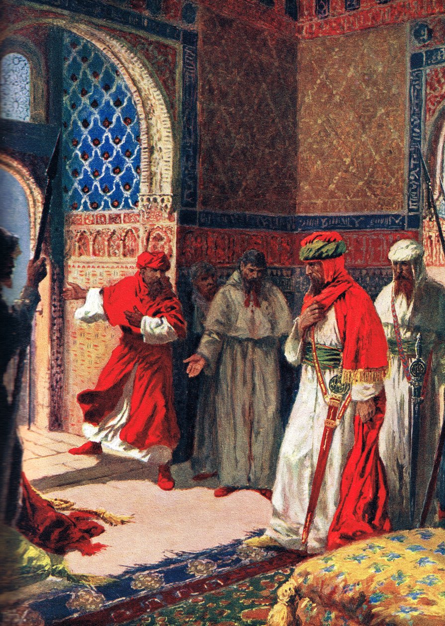 Ostatnia Rada Boabdil w Alhambrze, 1492, ilustracja z „Historii narodów Hutchinsona” autorstwa John Harris Valda