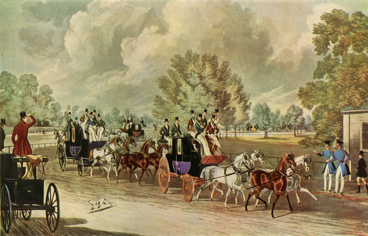 „Spotkanie Klubu Czterech Ręki, Hyde Park, Londyn”, c1838, 1947. autorstwa John Harris the Younger